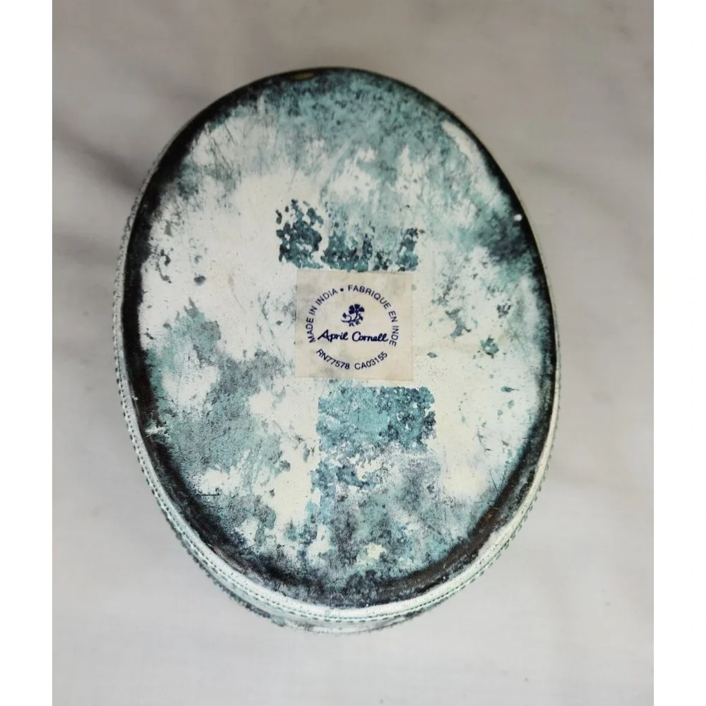 Metal rabbit box with lid April Cornell trinket storage